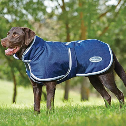 WeatherBeeta ComFiTec Parka 1200D Deluxe Dog Coat, Navy/Grey/White, 18" - color: Navy/Grey/White, size: 18"