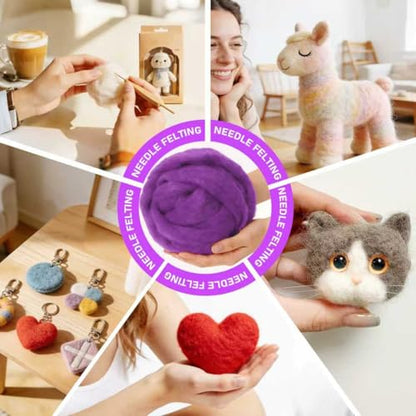 VNAKER 3.4oz Needle Felting Wool Purple for DIY Needle Craft Enthusiasts - color: Purple