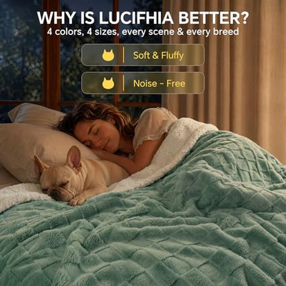 Luciphia Waterproof Dog Blanket, Reversible Fleece & Sherpa, Couch Cover - color: Mint Green, size: Medium (57x40 inch)