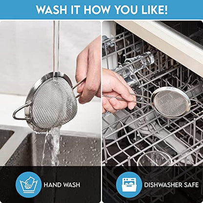 Fine Mesh Strainer - 3.3 Inch Conical Sieve - Tea Strainers for Loose Tea, Coffee Strainer, Food Strainer, Juice Strainer, and Much More!