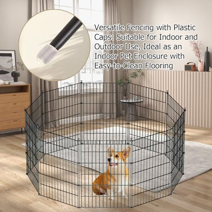 10 Panels No Dig Metal Garden Fence 24"H x 20' L Dog Fence Outdoor for Yard | Rustproof welded metal with ground stakes for outdoor yards, patios. Modular design restrains pets, rabbits and small animals - size: 10 Panels-20 ft(L) X 24 in(H) without Gate