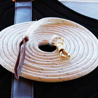 PARELLI 22 Foot Ground Training Rope - Strong Everyday Use All-Purpose Large Horse Lead Rope with Loop & Latigo Popper | 9/16" Diameter Smooth Yachting Braid, White - color: White