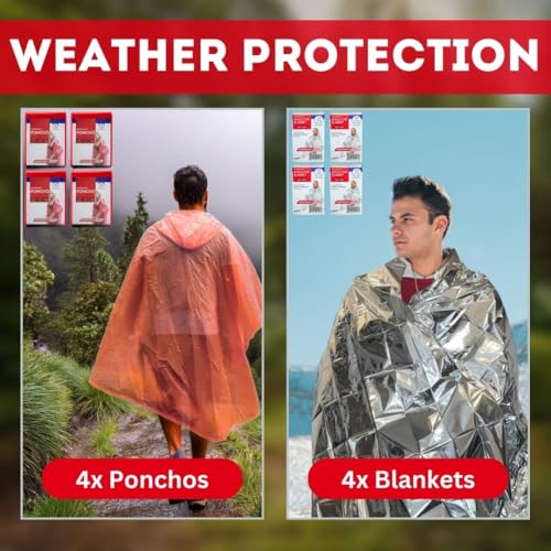 Essentials Complete Deluxe Survival Kit 2 & 4 Person | Bug-Out-Bag | Emergency Go Bag Kit for Wildfires, Hurricanes, and Other Natural Disasters - size: 4 Person