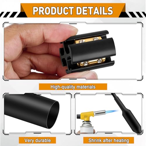 3 Sets Underground Wire Splice Kit for 14/3 to 8/3 Range Direct Burial UF Wire,600 Volts Maximum Waterproof Direct Burial Splice Kit with Connector and Heat Shrink Tubing for Electrical Cables