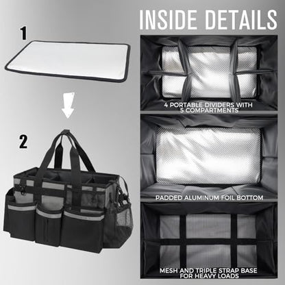 SCAVATA Wearable Cleaning Caddy, Cleaning Caddy Supplies Organizer with Handle & Shoulder Straps for Housekeepers, Under Sink & Car Cleaning Tool Organizers Bag with 4 Foldable Divider (MediumGrey) - color: MediumGrey