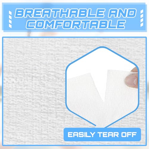 Nuanchu 3 Pcs Self Adhesive Cohesive Wrap Bandage 6inch x 5yard, White - color: White