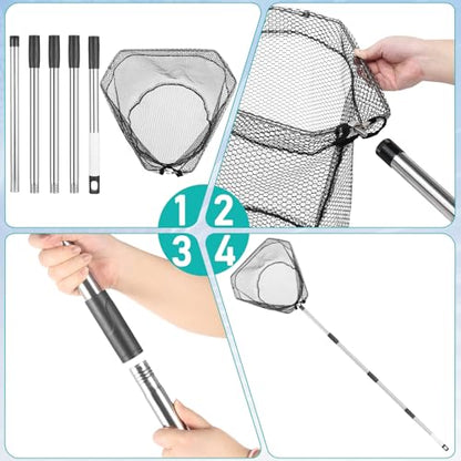 Fishing Net with Handle - 85" Adjustable Extension Pole Fishing Net