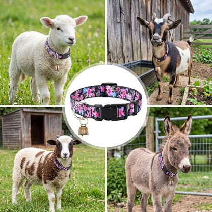 Goat Collar with Copper Bell Set for Sheep Lambs Pygmy Goat,Flower