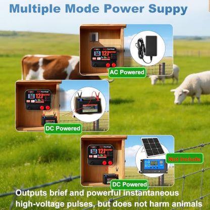 13 Joule Electric Fence Charger, Adjustable 9KV/12KV/15KV Output Voltage