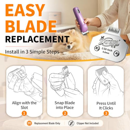 Size 5/8 Detachable Pet Grooming Clipper Blade with Steel Cutter, 1/32 Inch 0.8mm Cut Length, Silver, Compatible with Andis, Oster A5, Wahl KM10, 1 Pack - color: Silver, size: 5/8# 0.8mm