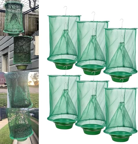 6 Ranch Fly Traps Outdoor Hanging, Reusable Stable Horse Fly Catcher Cage - size: 6 pack