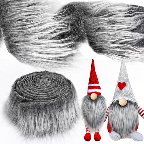 Tatuo 2 X 60 Inch White Gray Fake Fur Fabric for Crafts Sewing DIY - color: White Gray, size: 2 x 60 Inch