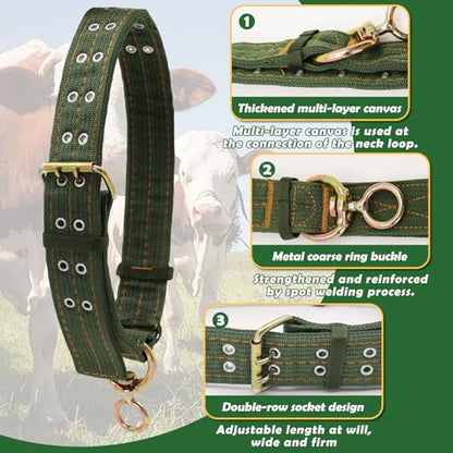 39.4 Inch Heavy Duty Adjustable Cow Collar with Anti-Lost Cow Bell - size: 39.4 Inch