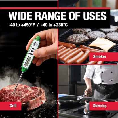 CDN ProAccurate® Instant Read Digital Pocket Thermometer with 2.75" Stainless Steel Tip for Accurate Temperature Measurement, Green (DT450X-G) - color: Green