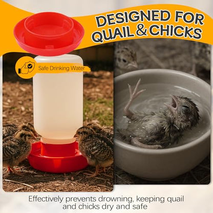 Enhon 2 PCS 2 Sizes Quail Waterer Base, Quail & Chick No Drown Water Base