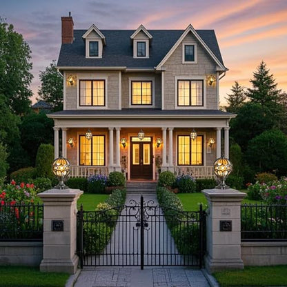 Outdoor Sphere Post Lights Fixtures, Waterproof Anti-Rust Outdoor Post Lights, Outdoor Lamp with Thickened Coating for Driveway, Pathway, Garden (Black, Small-2 Pack)