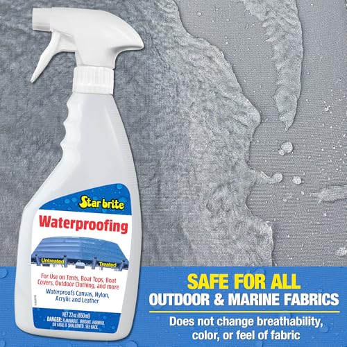 STAR BRITE Waterproofing Spray, Waterproofer + Stain Repellent + UV Protection for Boat Covers, Car Covers, Bimini Tops, Tents, Jackets, Backpacks, Boots, Awnings, Patio Covers & More - color: 22 Oz