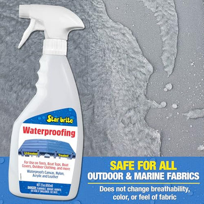 STAR BRITE Waterproofing Spray, Waterproofer + Stain Repellent + UV Protection for Boat Covers, Car Covers, Bimini Tops, Tents, Jackets, Backpacks, Boots, Awnings, Patio Covers & More - color: 22 Oz