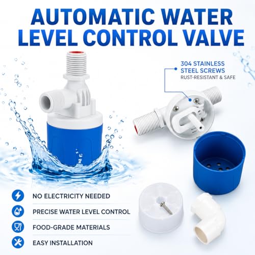 3PCS 3/4 Inch Top Inlet Water Float Valve | Automatic Water Level Control, Plastic Shut Off, For Livestock Waterer, Pond, Pool, Aquarium - size: 3/4''-3 PCS