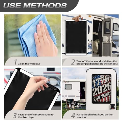 RV Entry Door Window Sunshade Thickened Camper Trailer Door Window Cover Camper Privacy Entrance Sun Blackout 17.3"x 26"-250th Anniversary of the United States - color: 250th Anniversary of the United States