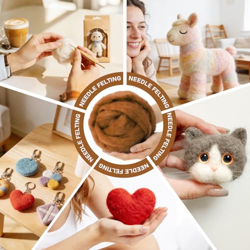 3.4oz Needle Felting Wool Downtown Brown for DIY Needle Craft Enthusiasts - color: Downtown Brown