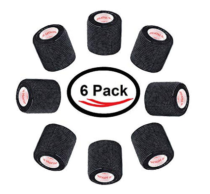 2 Inch Self Adhesive Bandage Wrap & Athletic Tape - 6Pk, Black - color: Black, size: 6 Rolls