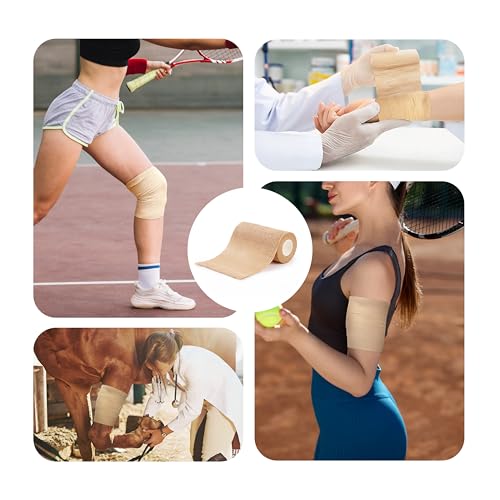 onida 4" X 5yd Self Adhesive Bandage Wrap Non-Woven Elastic Sports Tape - color: Brown