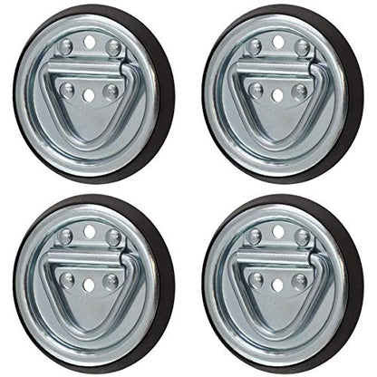 SPEP.com 4 Pack D Ring Steel Tie-Downs - Floor Flush Surface Mount with Black Bases - Tiedown Breaking Load of 1,200 Pounds - size: 4 Pack