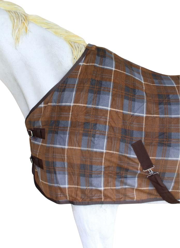 Challenger Horse Polar Fleece Cooler Exercise Blanket Wicks Moisture Winter Liner 43EE12 - color: Rust Plaid, size: 68 inches