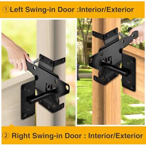 Self-Locking Gate Latch for Wooden Fence - Heavy Duty Automatic Gate Lock Gravity Door Latch Hardware for Secure Pool, Yard,Outdoor Garden, Metal Gates Vinyl Fences