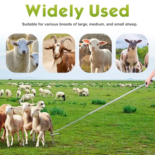 Goat Catcher Leg Hook, Sheep Catching Tools Stainless Catching Sheep Leg Crook Hook Catcher Poultry Leg Pole for Breeding Farms Grabber Capture Tool (63") - size: 63"
