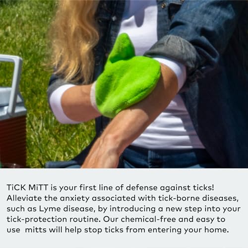 TiCK MiTT Green Tick Removal Glove: Gently Remove Ticks from Humans & Pets - Chemical-Free, Durable, Portable, Easy to Use Tick Management Tool for Outdoor Adventures & Everyday Use - color: Green