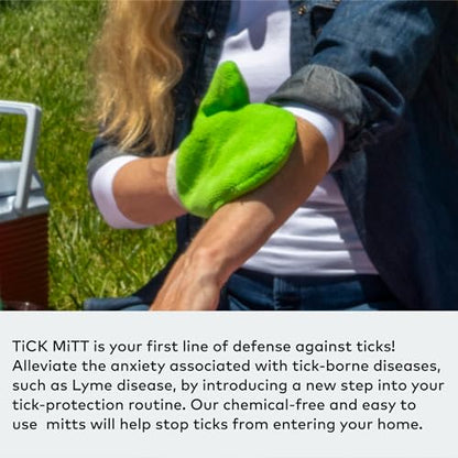 TiCK MiTT Green Tick Removal Glove: Gently Remove Ticks from Humans & Pets - Chemical-Free, Durable, Portable, Easy to Use Tick Management Tool for Outdoor Adventures & Everyday Use - color: Green