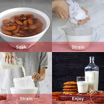 Nut Milk Bag 2 Pcs, GOGOUP 12"X12" Reusable Strainer Bags Food Straining Cloth 150&200 Micron Fine Mesh Nylon Filter Bags for Almond Milk, Juice, Cold Brew, Coffee, Tea, Yogurt, Cheese, Bone Broth