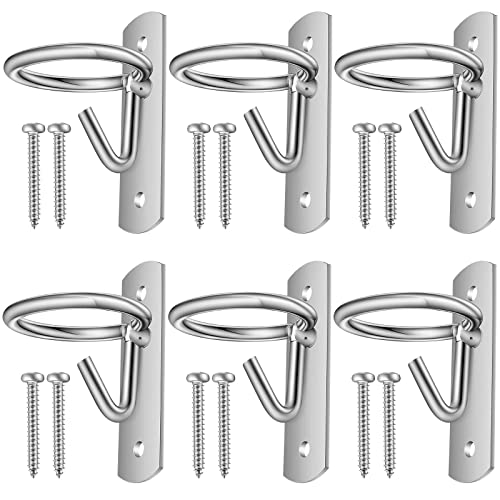 Dunzy 6 Pcs Bucket Hooks for Horses Bucket Hangers Holder Metal, Silver | Equestrian Water Hangers for Stalls, Wall Mount with Screws, Barn Feed Holder, Equestrian Farmhouse Stable Supplies - color: Silver