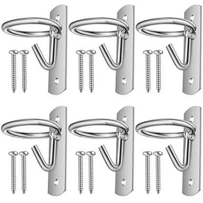 Dunzy 6 Pcs Bucket Hooks for Horses Bucket Hangers Holder Metal, Silver | Equestrian Water Hangers for Stalls, Wall Mount with Screws, Barn Feed Holder, Equestrian Farmhouse Stable Supplies - color: Silver