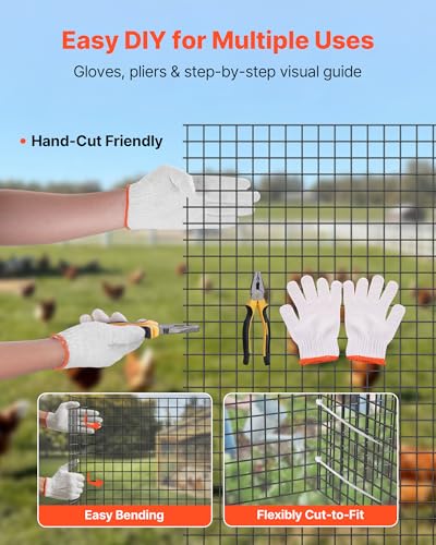 VEVOR Hardware Cloth 60 in x 100 ft, 1/2 in 19 Gauge Galvanized Wire Mesh Roll, Weather-Resistant Vinyl Coated Chicken Wire Fencing, Heavy Duty Welded Garden Plant Fencing for Rabbit Cage Snake Fence - size: 60in*100ft