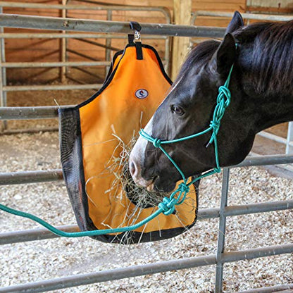 Majestic Ally 1200 D Hay Feeder Tote Bag for Horses, Sheep with Reflective Trim- Reduces Waste - Comes with 36” Hay Net (Purple) - color: Purple