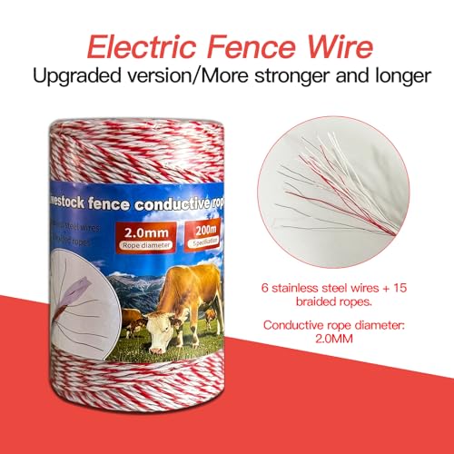 656Ft 6-Strand Polywire Electric Fence Rope Stainless Wire