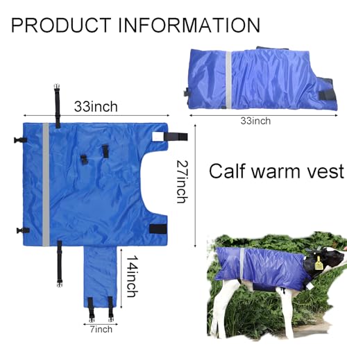 1 Piece -Winter Cow Blanket, Thickened Waterproof Cow Calf Warm Jacket Jacket Padded Windproof Clothes for Cows and Goats Warm Thickened Windproof Belly Protectors Body Length 37in