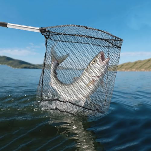 Fishing Net with Handle - 85" Adjustable Extension Pole Fishing Net