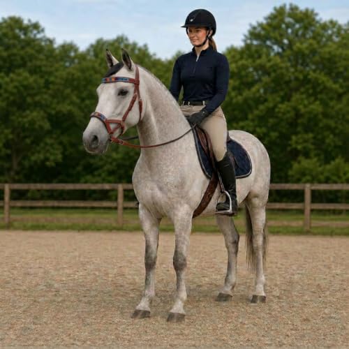 CHALLENGER Horse Western Leather Tack Beaded Bitless Sidepull Bridle Reins Brown 77RS16 - color: Tan/Beaded