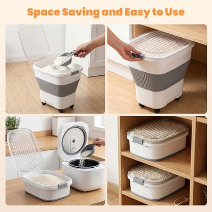 50 Lbs Rice Container, Collapsible Dog Food Storage Container - color: 50 lbs
