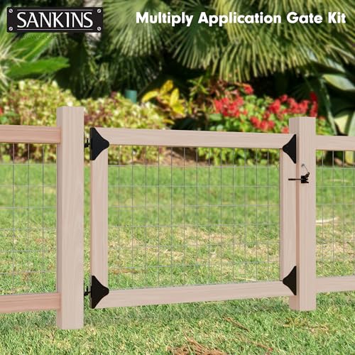 Anti Sag Gate Frame Kit Hardware, 90 Degree Right Angle Gate Hinges, Gate Fence Kit with Gate Latch for Wooden Fence, Driveway Gates, Corral Gates, Wood Windows