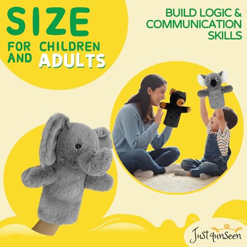 Puppet for Kids Adults Elephant Hand Puppets Big Ears Plush Animal Educational Sensory Toy Soft Washable Stuffed Storytelling Tool Family Fun - color: Elephant