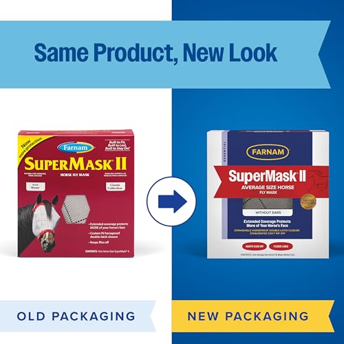 Farnam SuperMask II Horse Fly Mask Without Ears For Eyes, Regular Size - size: Average Horse