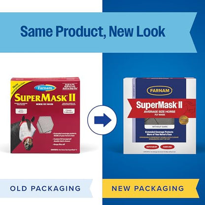 Farnam SuperMask II Horse Fly Mask Without Ears For Eyes, Regular Size - size: Average Horse