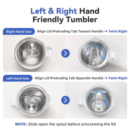 30 oz Stainless Steel Tumblers Bulk with Handle and Lid, 4 Pack - color: White