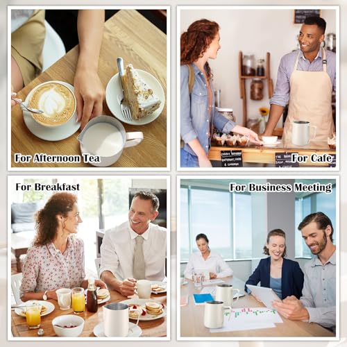 Honeydak 6 Pcs Milk Frothing Pitcher 304 Stainless Steel Steaming Pitchers for Coffee Bar Cappuccino Barista Tools Milk Jug Steamer Frother Cup (12 oz,White) - color: White, size: 12 oz