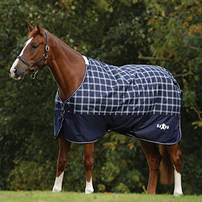 Saxon Defiant 600D Standard Neck 0g, Navy/Plaid, 84" - color: Navy Plaid, size: 84"